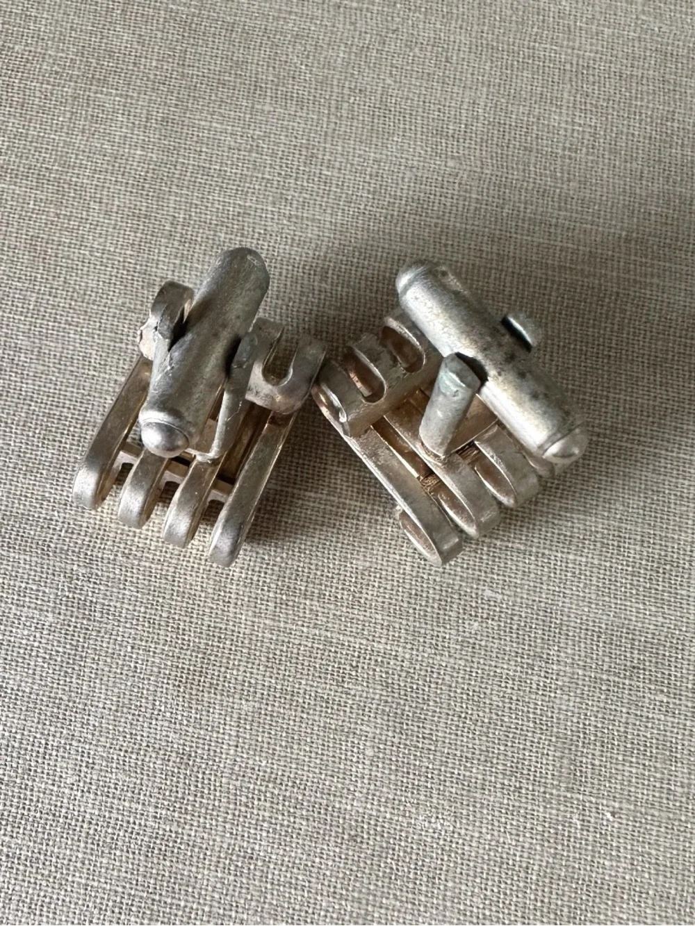 VINTAGE TURQUOISE Silver Tone  CUFFLINKS, No Stamp Or Markings On Back